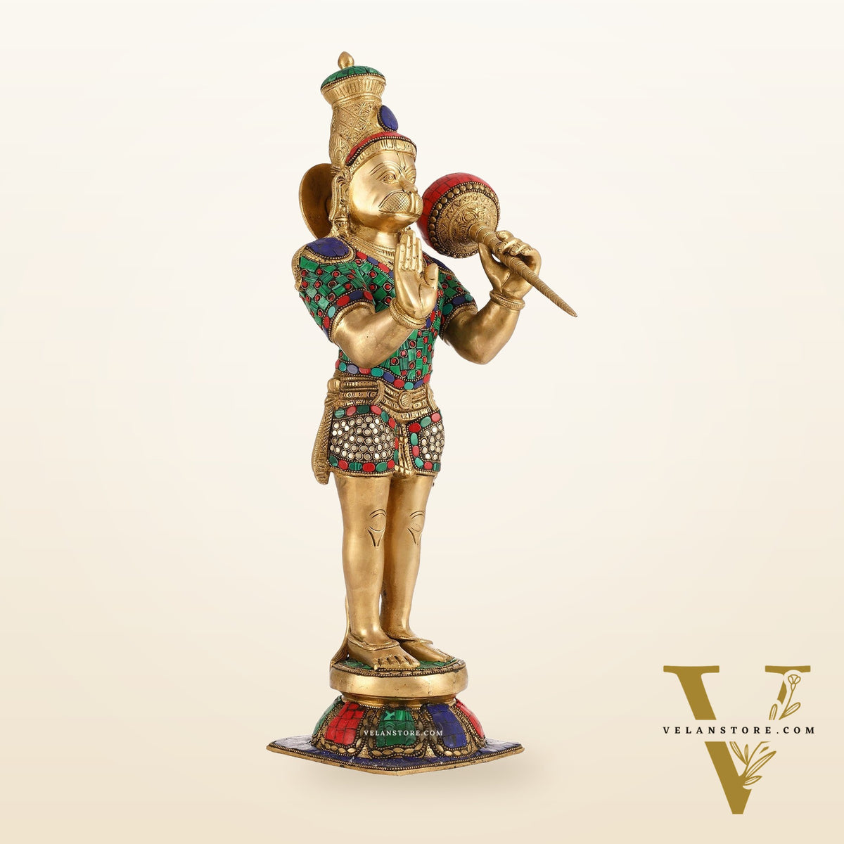 Brass standing Hanuman Statue - 21.5"