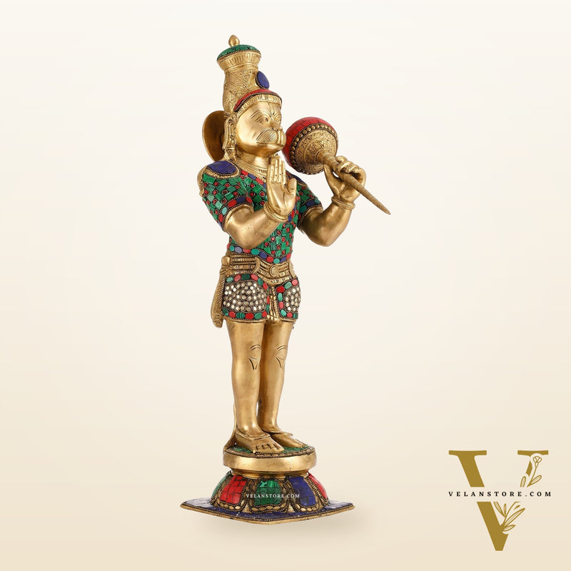 Brass standing Hanuman Statue - 21.5"