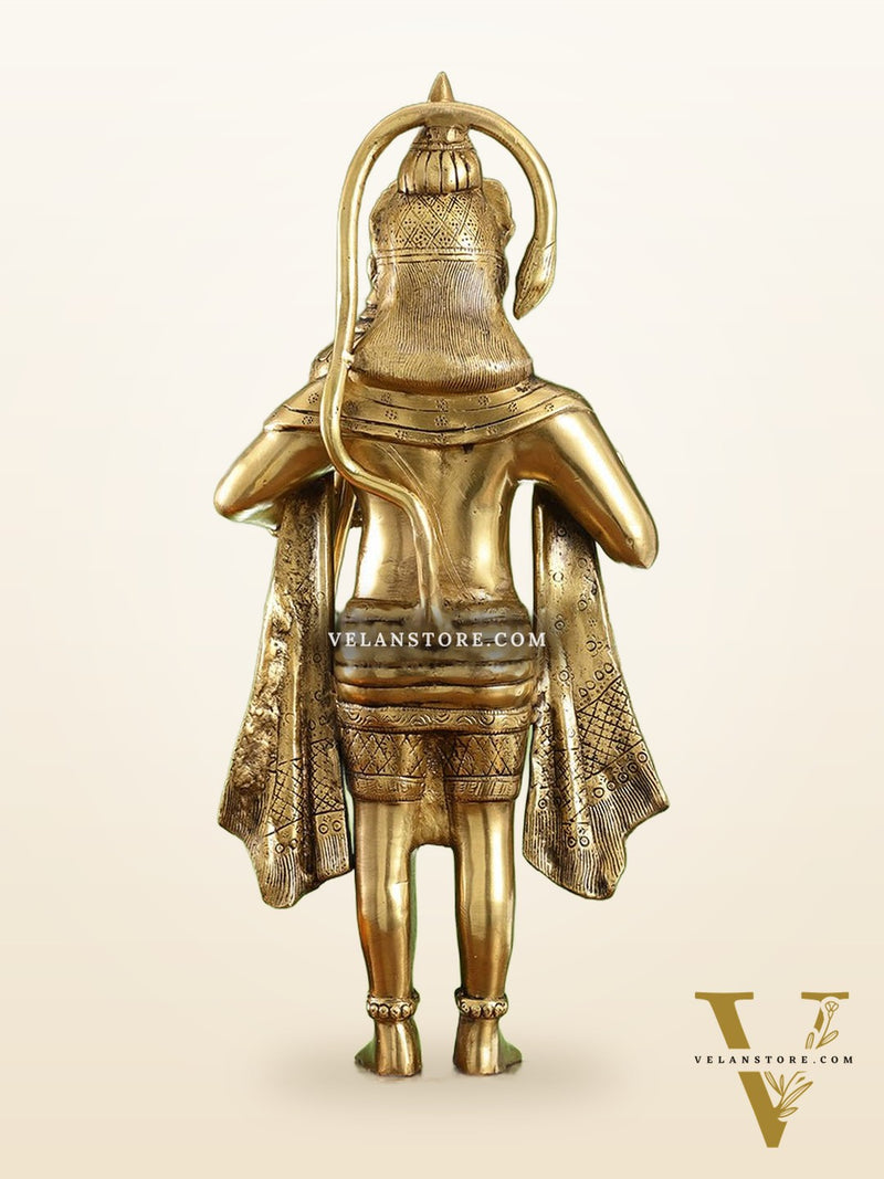 Brass Standing Hanuman Statue - 27" Aashirwaad Mudra Blessing
