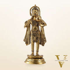 Brass Standing Hanuman Statue - 27" Aashirwaad Mudra Blessing