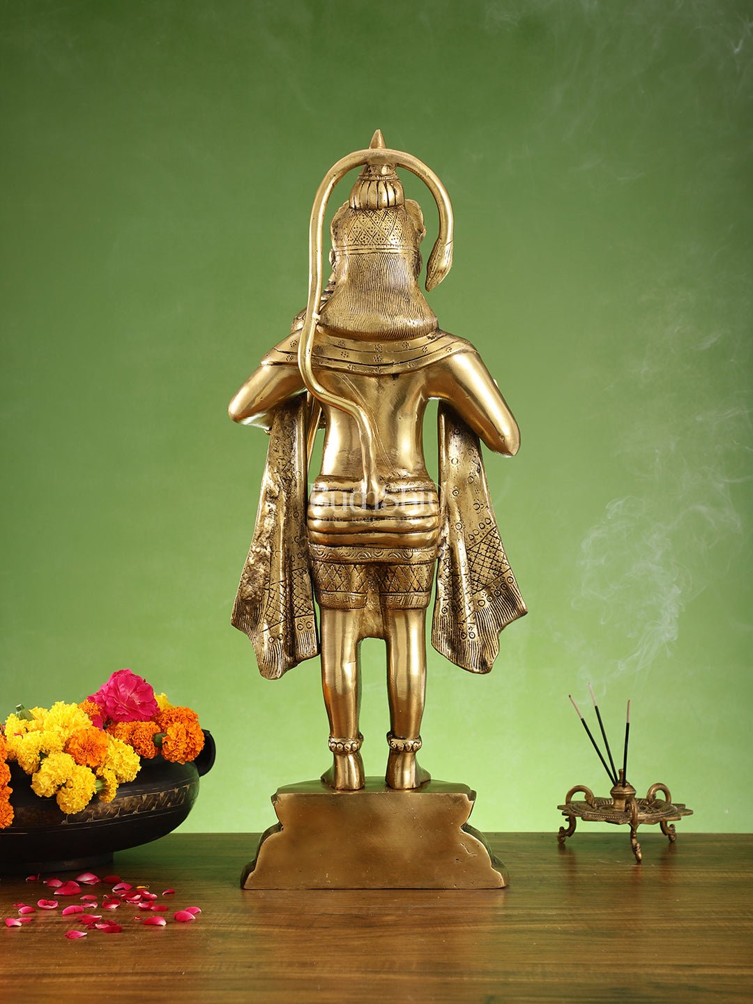 Brass Standing Hanuman Statue - 27" Aashirwaad Mudra Blessing