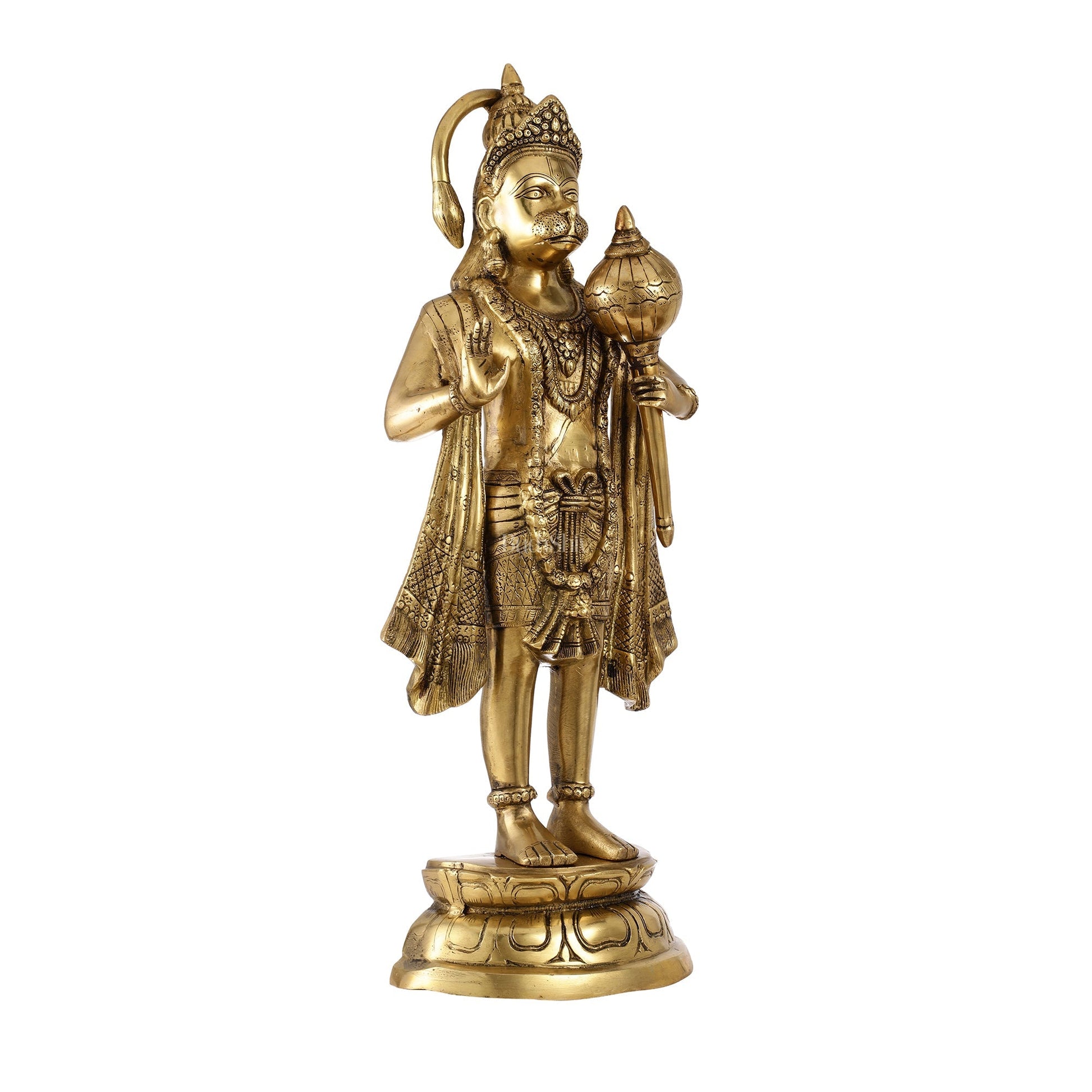 Brass Standing Hanuman Statue - 27" Aashirwaad Mudra Blessing