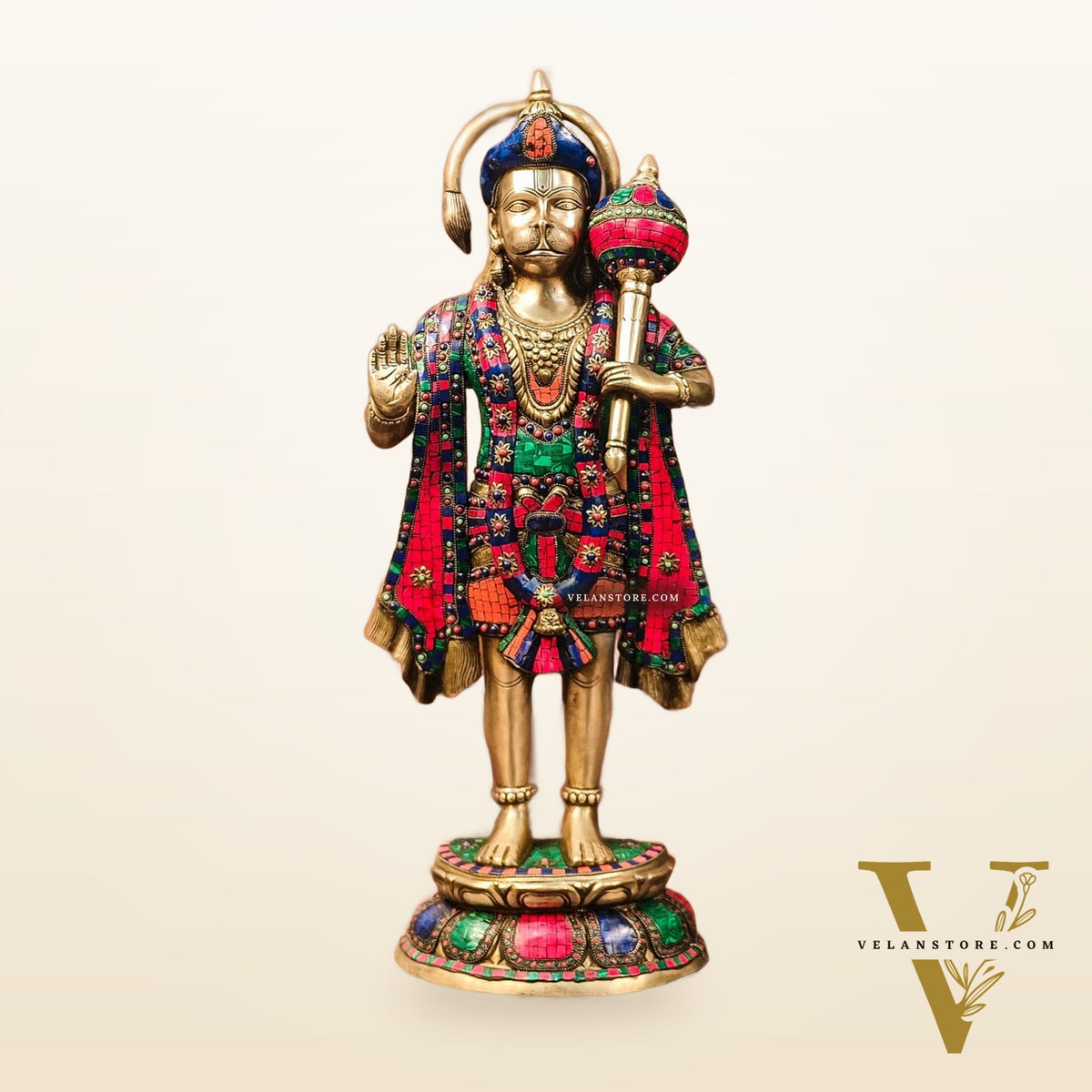 Brass Standing Hanuman Statue 27"