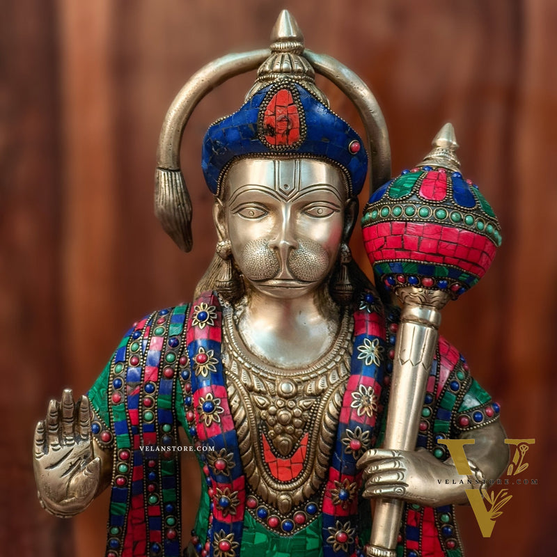 Brass Standing Hanuman Statue 27"