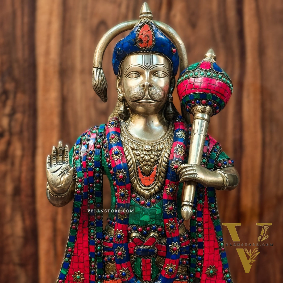Brass Standing Hanuman Statue 27"