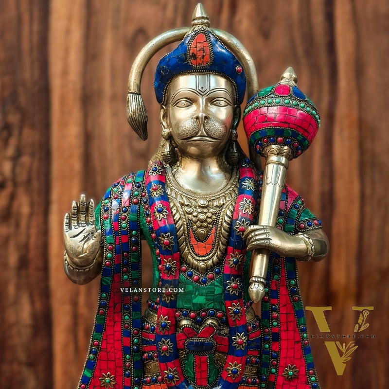Brass Standing Hanuman Statue 27"