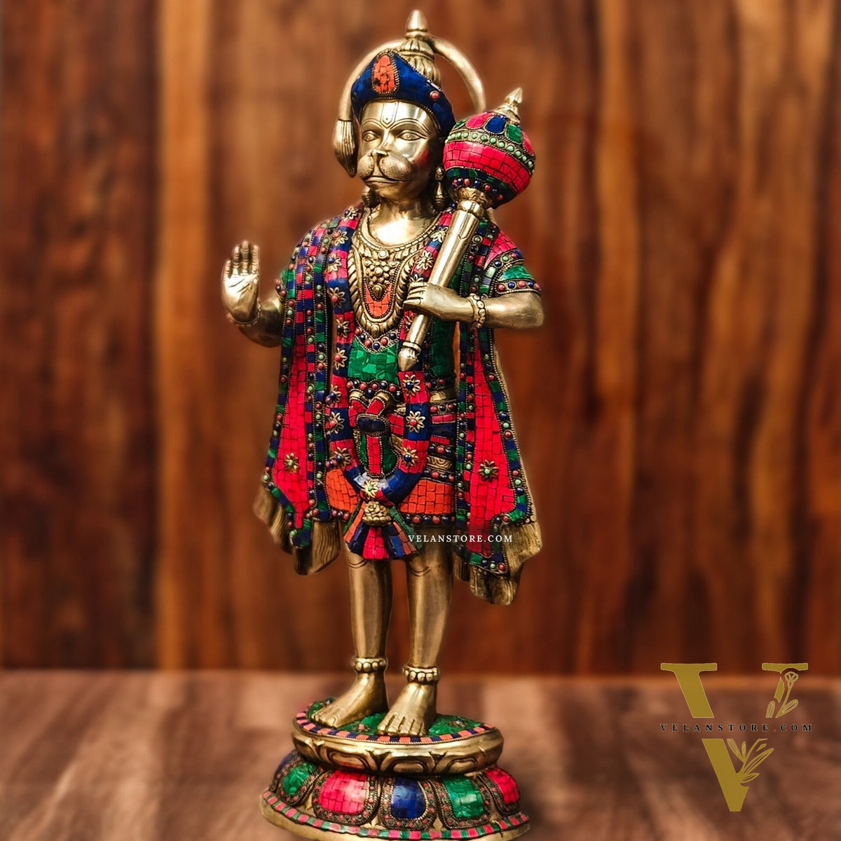 Brass Standing Hanuman Statue 27"
