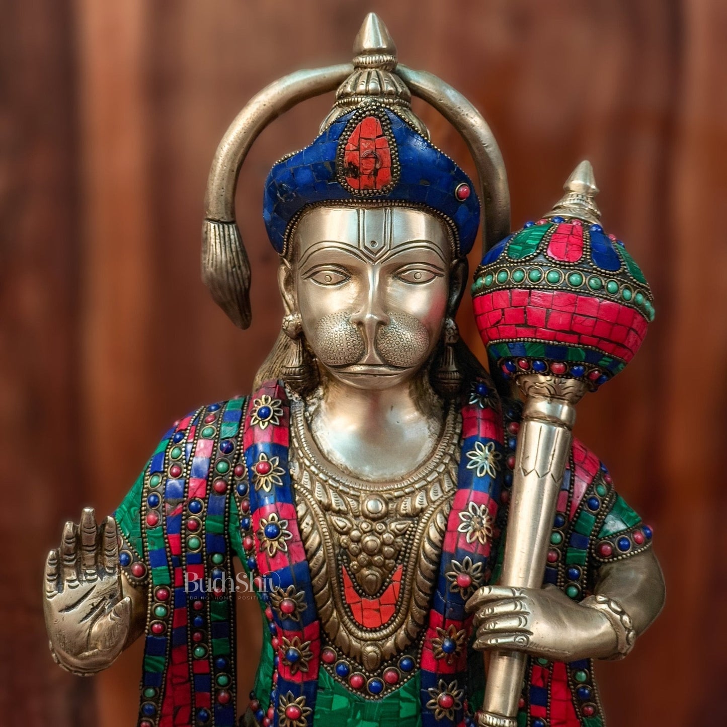 Brass Standing Hanuman Statue 27"