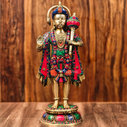 Brass Standing Hanuman Statue 27"