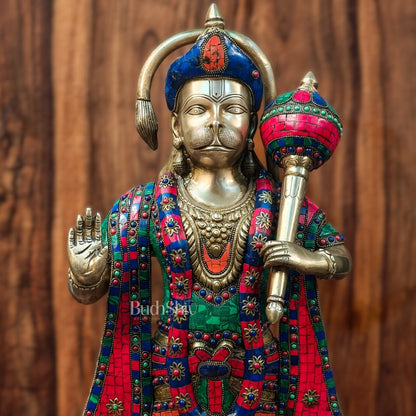 Brass Standing Hanuman Statue 27"