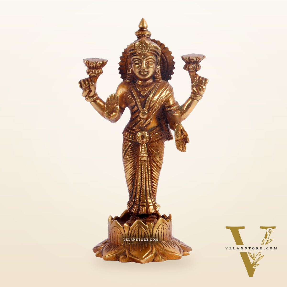 Brass Standing Lakshmi 7"