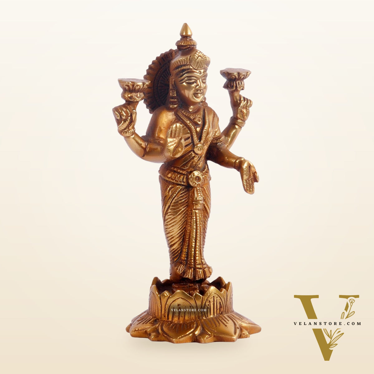 Brass Standing Lakshmi 7"