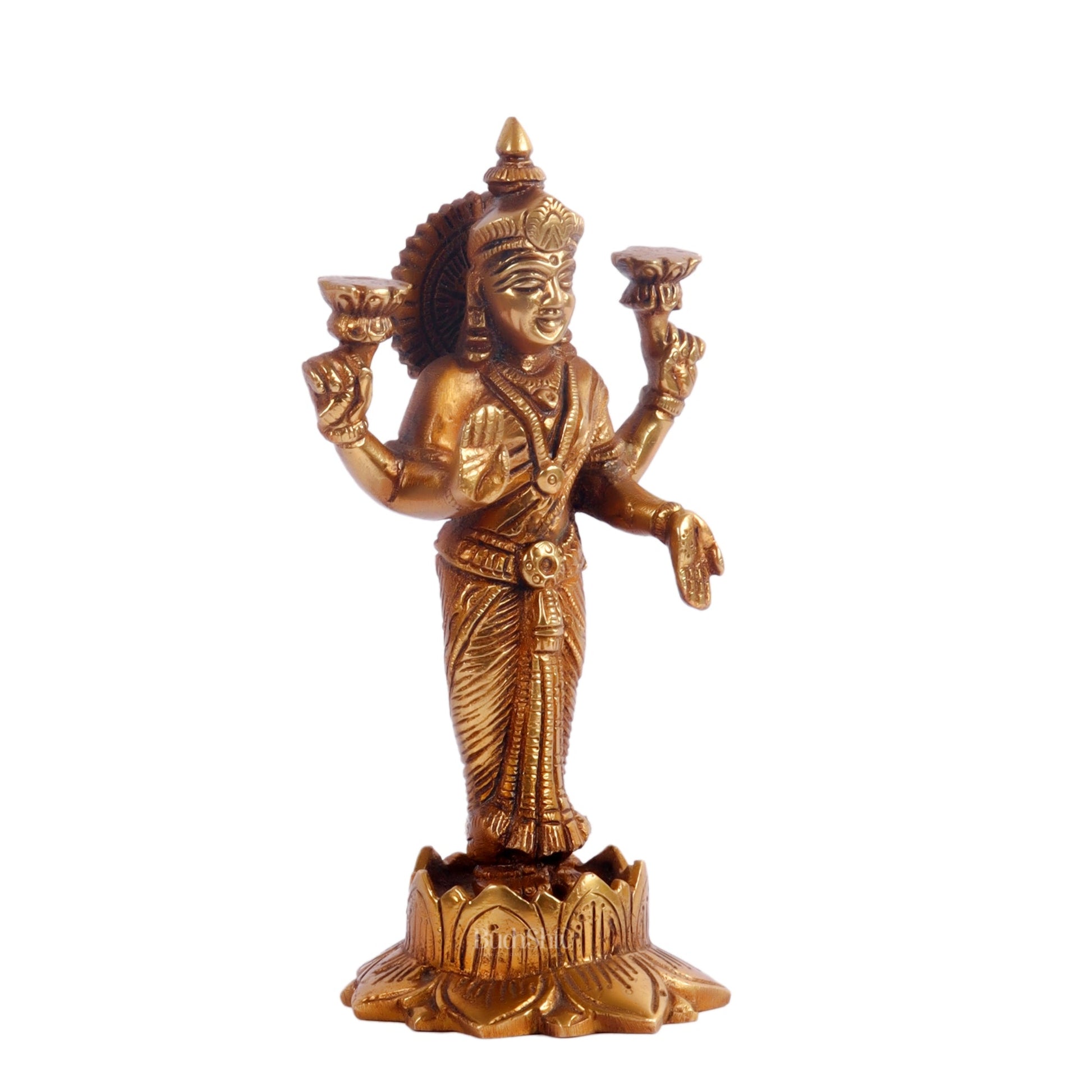 Brass Standing Lakshmi 7"