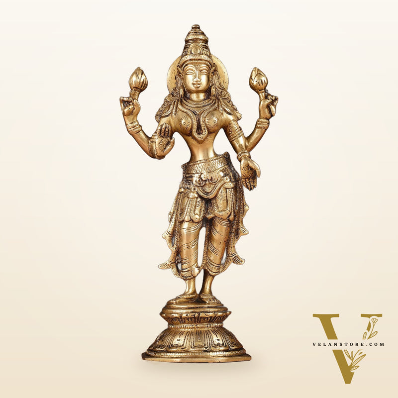 Brass Standing Lakshmi Idol 10"