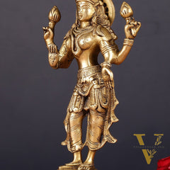 Brass Standing Lakshmi Idol 10"