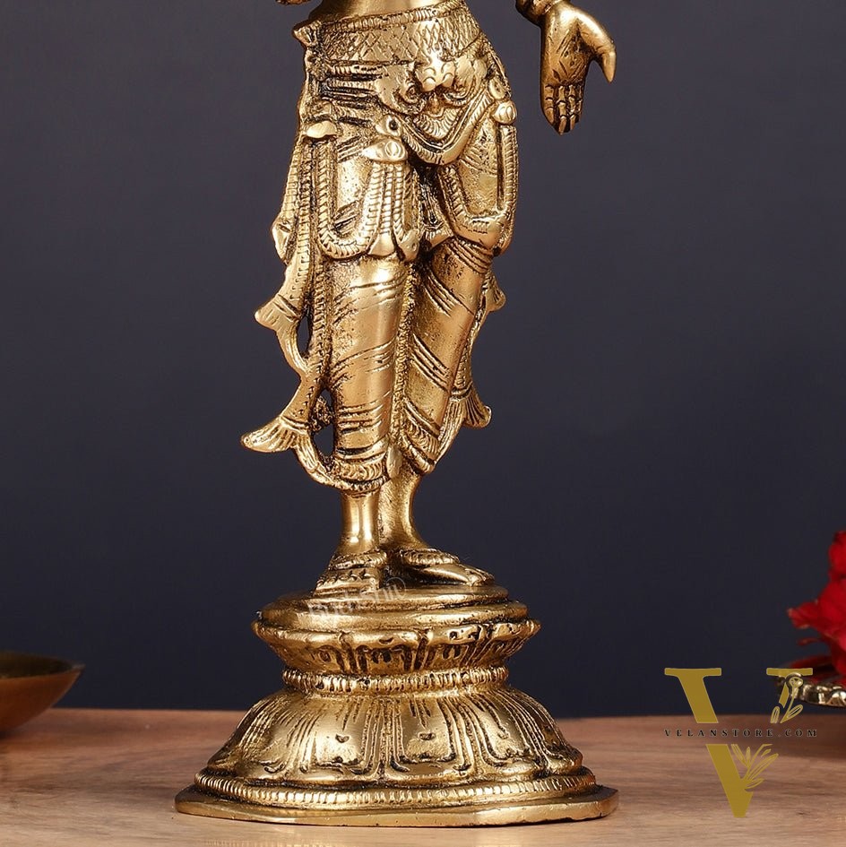 Brass Standing Lakshmi Idol 10"