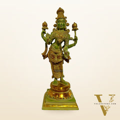 Brass Standing Lakshmi Idol - 19 Inch, Sand finish Green