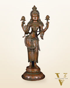 Brass Standing Lakshmi Statue – 24.5” chola bronze layer