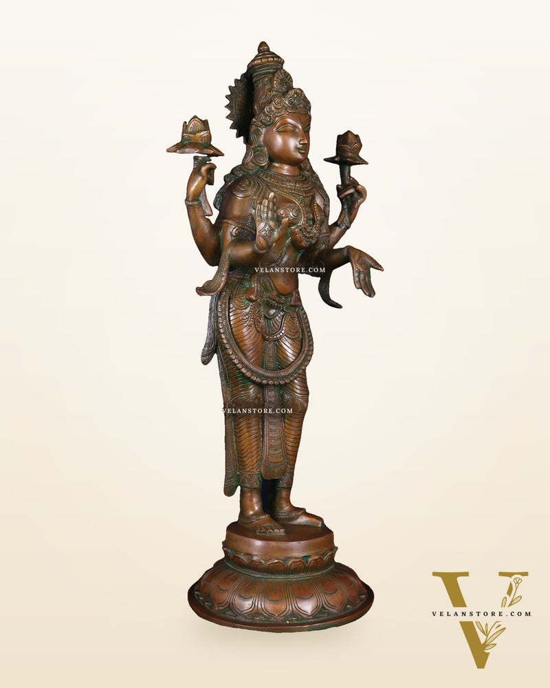 Brass Standing Lakshmi Statue – 24.5” chola bronze layer
