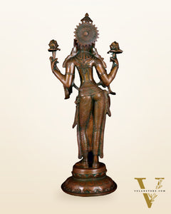 Brass Standing Lakshmi Statue – 24.5” chola bronze layer