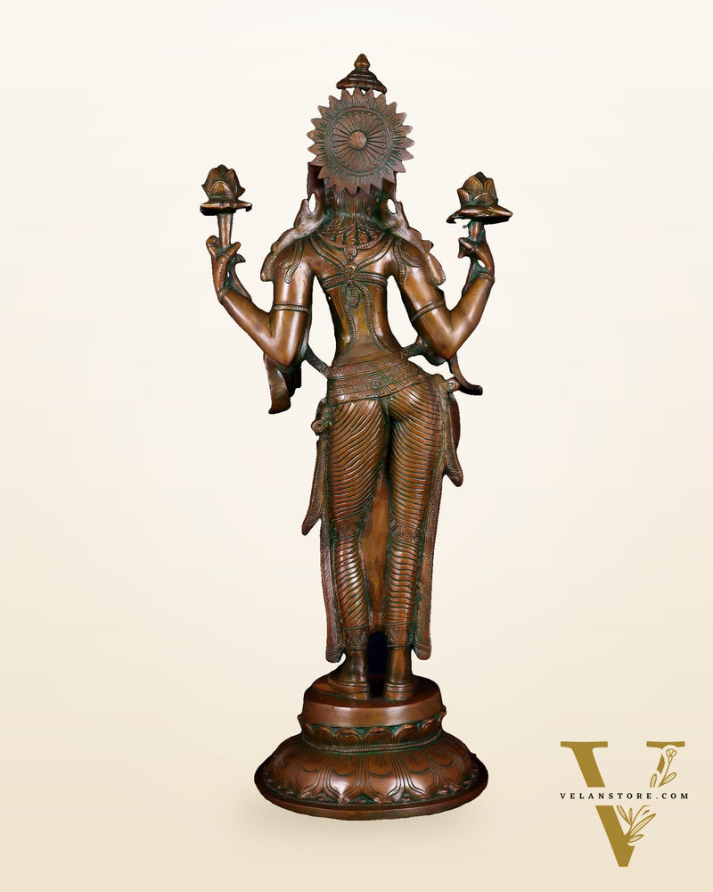 Brass Standing Lakshmi Statue – 24.5” chola bronze layer