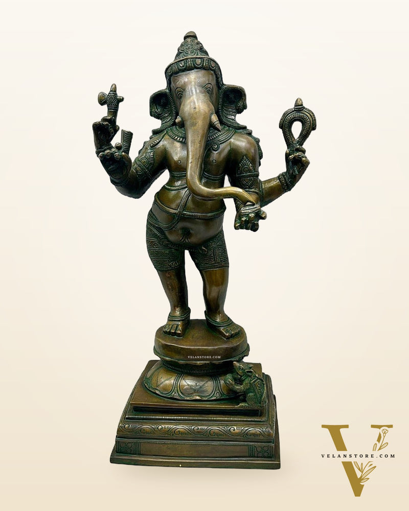 Brass Standing Lord Ganesha Statue - 18 " Chola