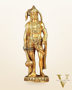 Brass standing Lord Hanuman Statue | 10" enhanced carvings