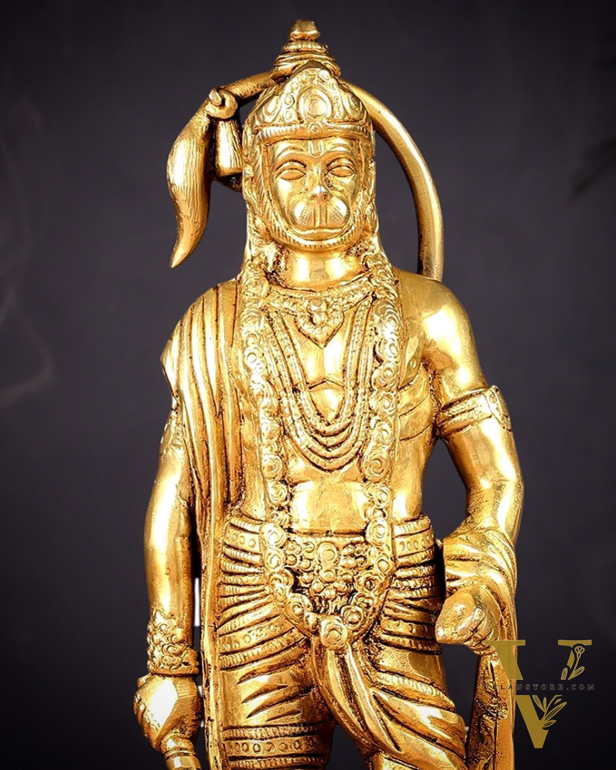 Brass standing Lord Hanuman Statue | 10" enhanced carvings