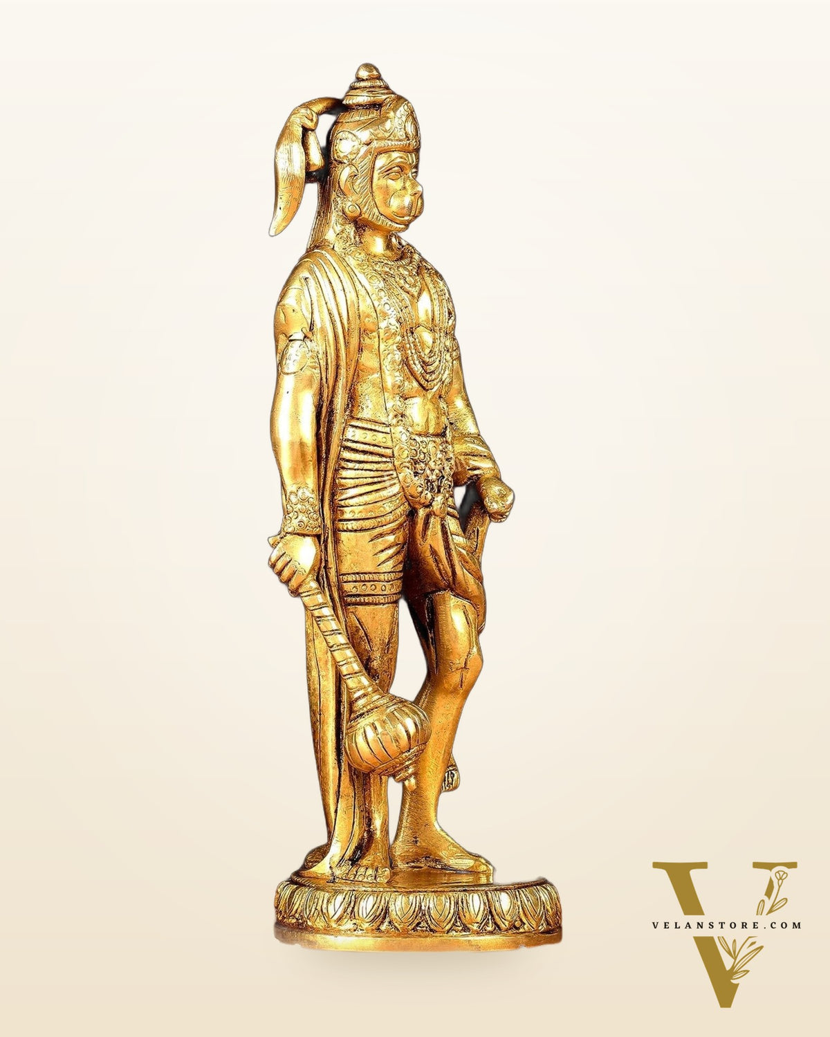 Brass standing Lord Hanuman Statue | 10" enhanced carvings