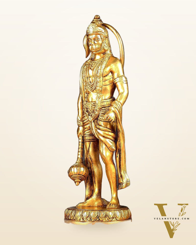 Brass standing Lord Hanuman Statue | 10" enhanced carvings
