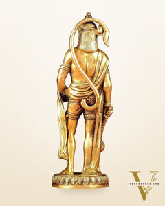 Brass standing Lord Hanuman Statue | 10" enhanced carvings
