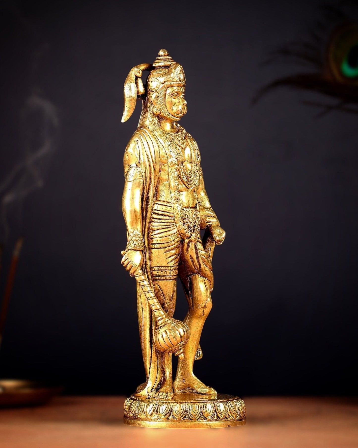 Brass standing Lord Hanuman Statue | 10" enhanced carvings