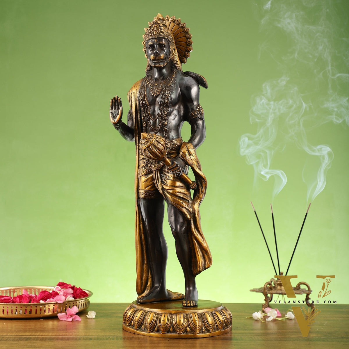 Brass Standing Lord Hanuman Statue 22.5"