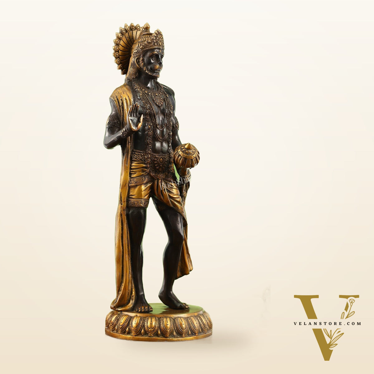 Brass Standing Lord Hanuman Statue 22.5"