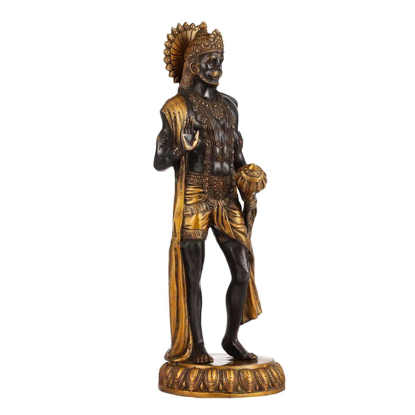 Brass Standing Lord Hanuman Statue 22.5"