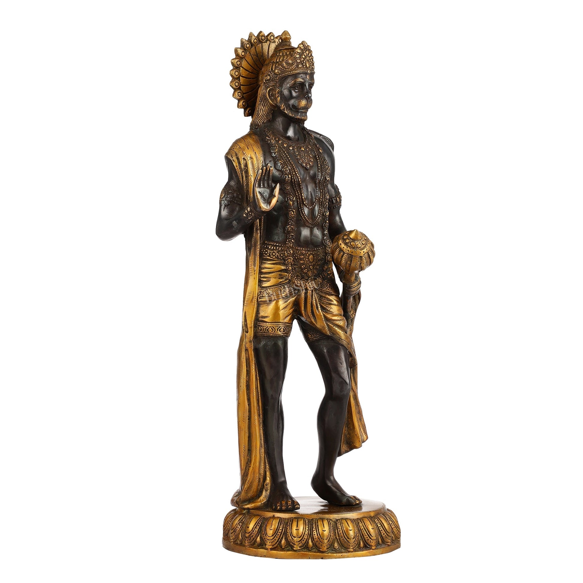 Brass Standing Lord Hanuman Statue 22.5"