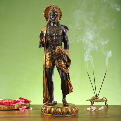 Brass Standing Lord Hanuman Statue 22.5"