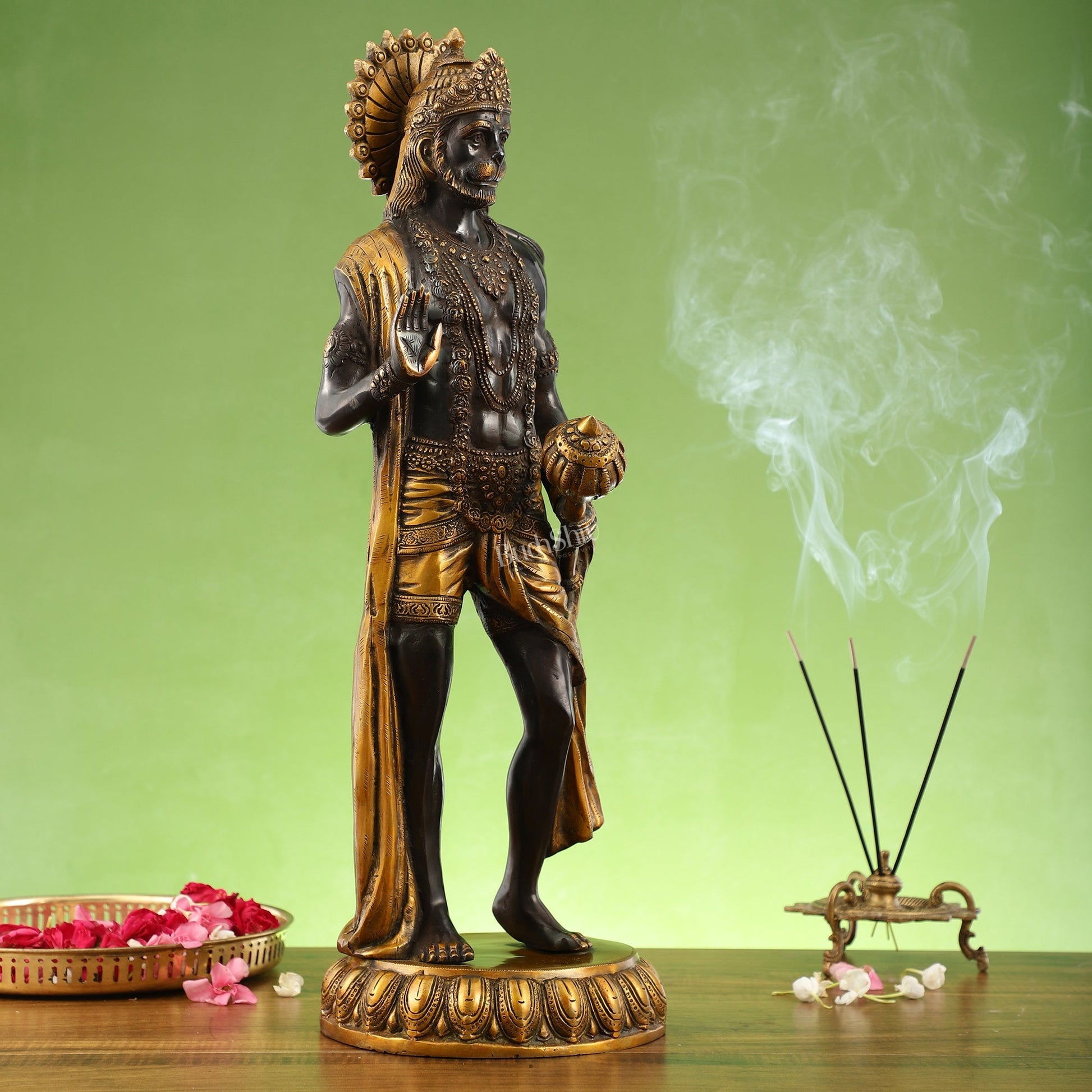 Brass Standing Lord Hanuman Statue 22.5"