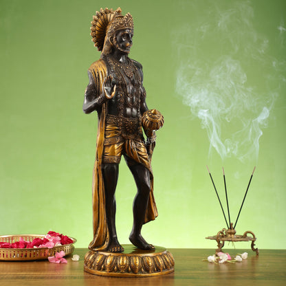 Brass Standing Lord Hanuman Statue 22.5"