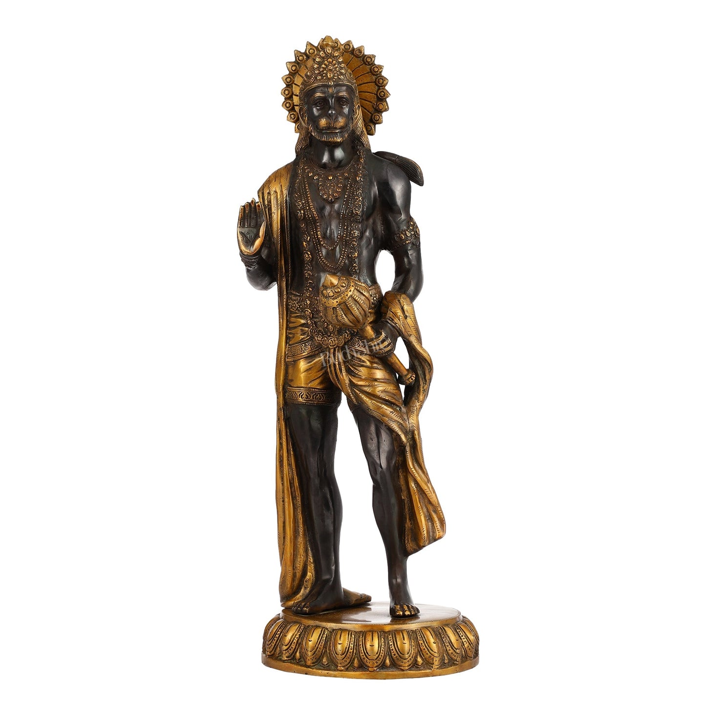 Brass Standing Lord Hanuman Statue 22.5"