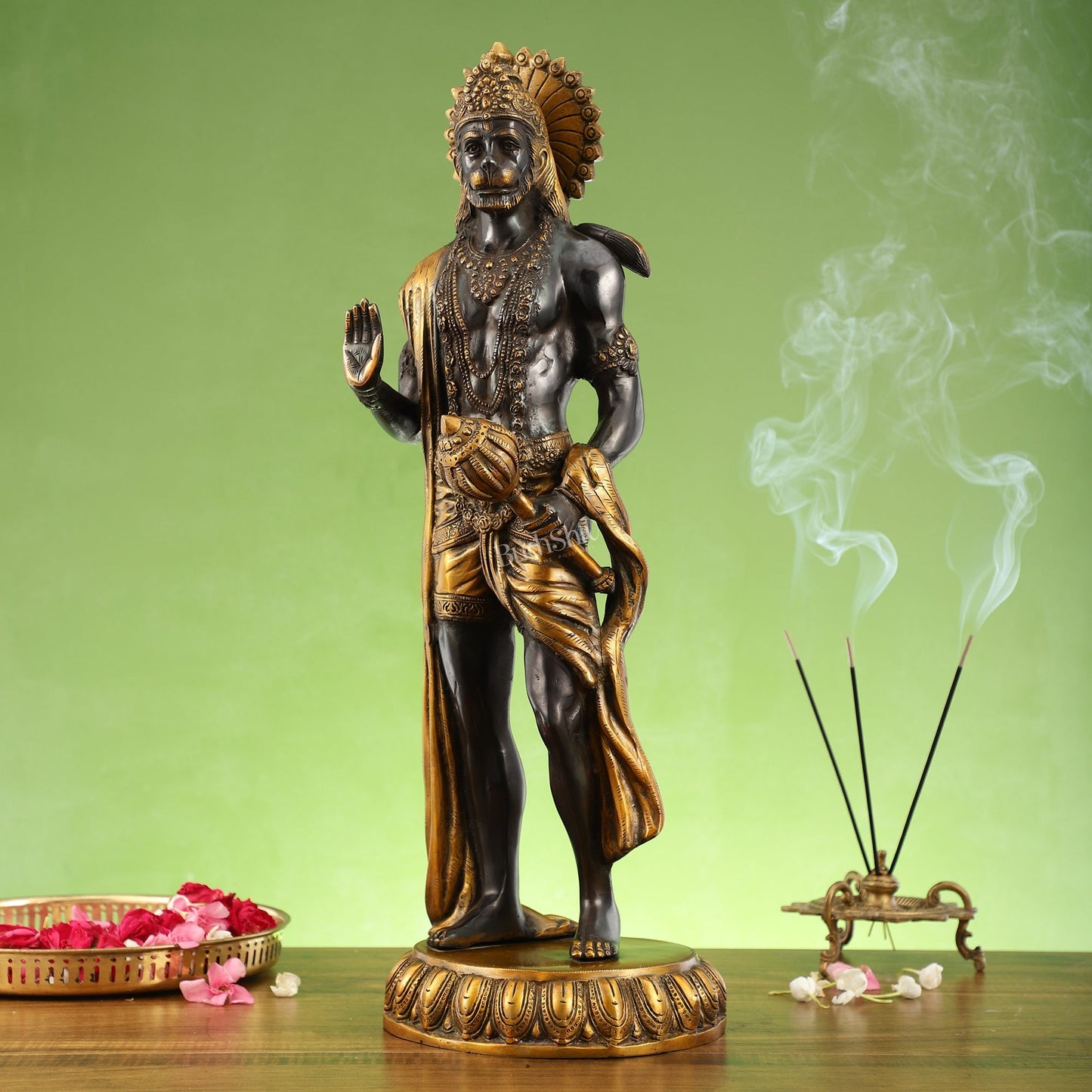 Brass Standing Lord Hanuman Statue 22.5"