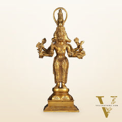 Brass Standing Lord Panchmukhi Hanuman Statue 22 inch