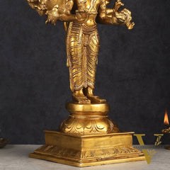 Brass Standing Lord Panchmukhi Hanuman Statue 22 inch