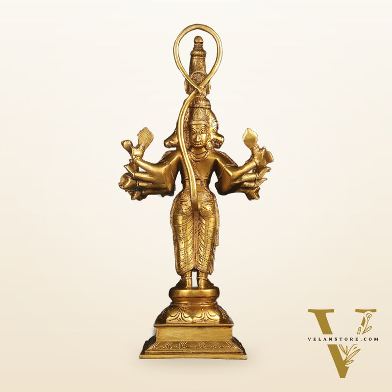 Brass Standing Lord Panchmukhi Hanuman Statue 22 inch