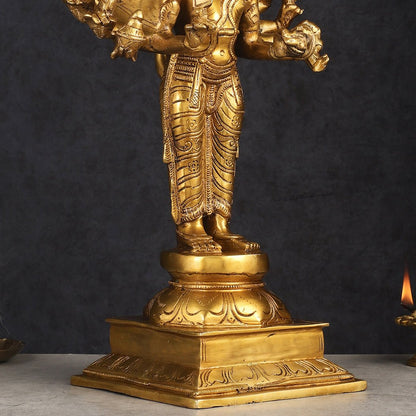 Brass Standing Lord Panchmukhi Hanuman Statue 22 inch