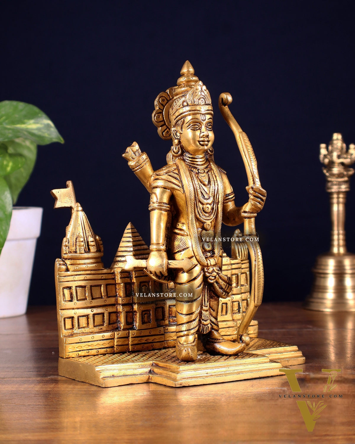 Brass standing Lord Ram idol 8"
