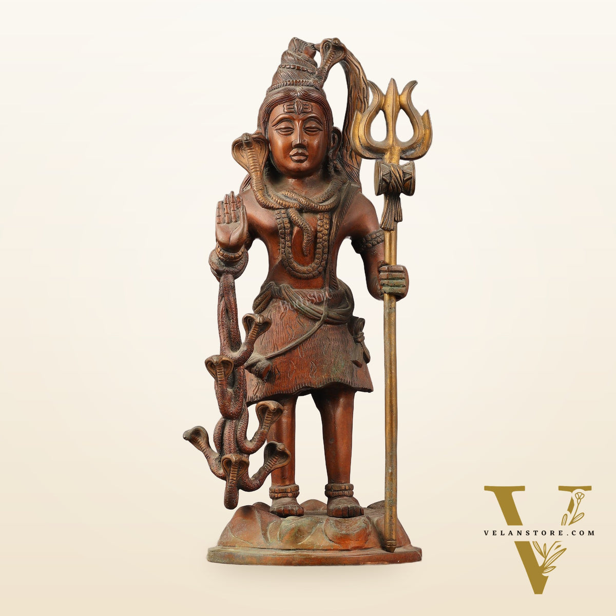Brass Standing Lord Shiva Statue - Rustic finish - 18"