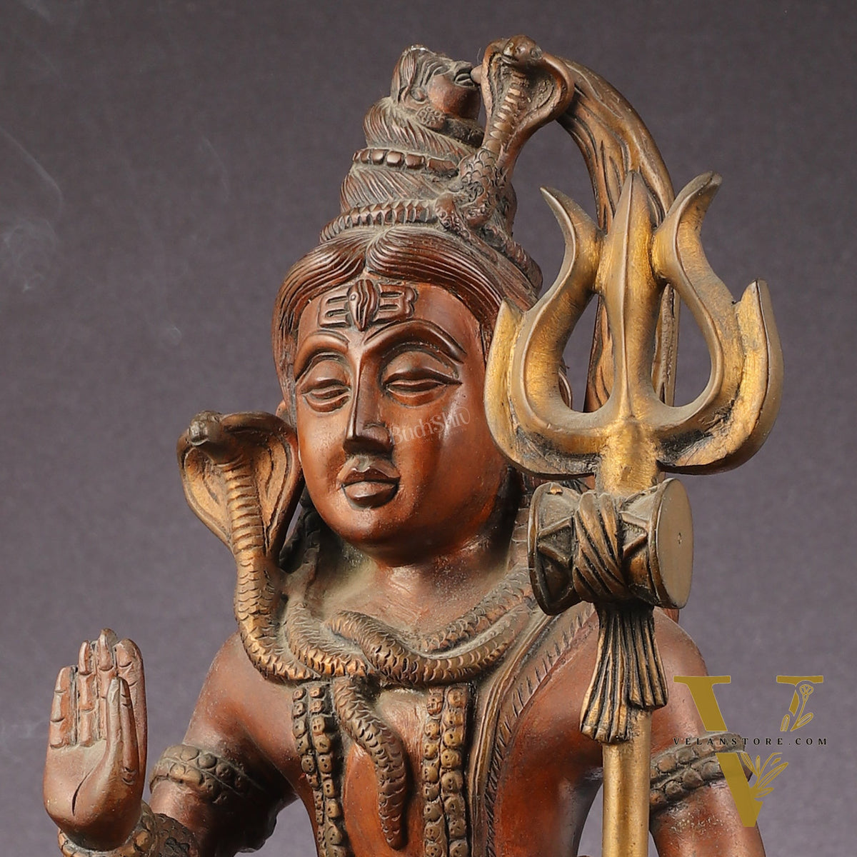 Brass Standing Lord Shiva Statue - Rustic finish - 18"