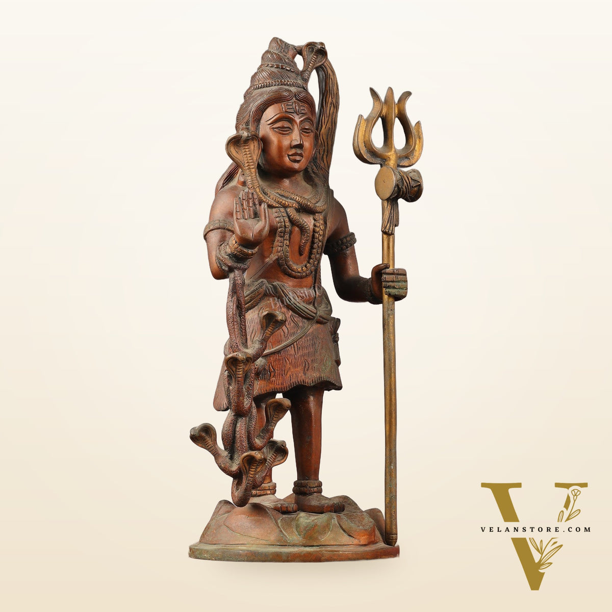 Brass Standing Lord Shiva Statue - Rustic finish - 18"