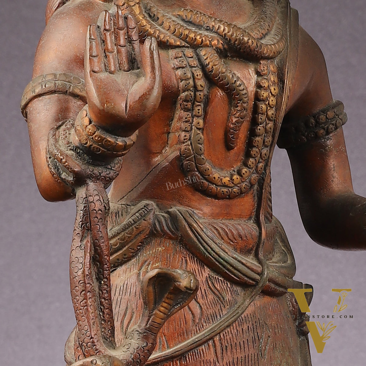 Brass Standing Lord Shiva Statue - Rustic finish - 18"